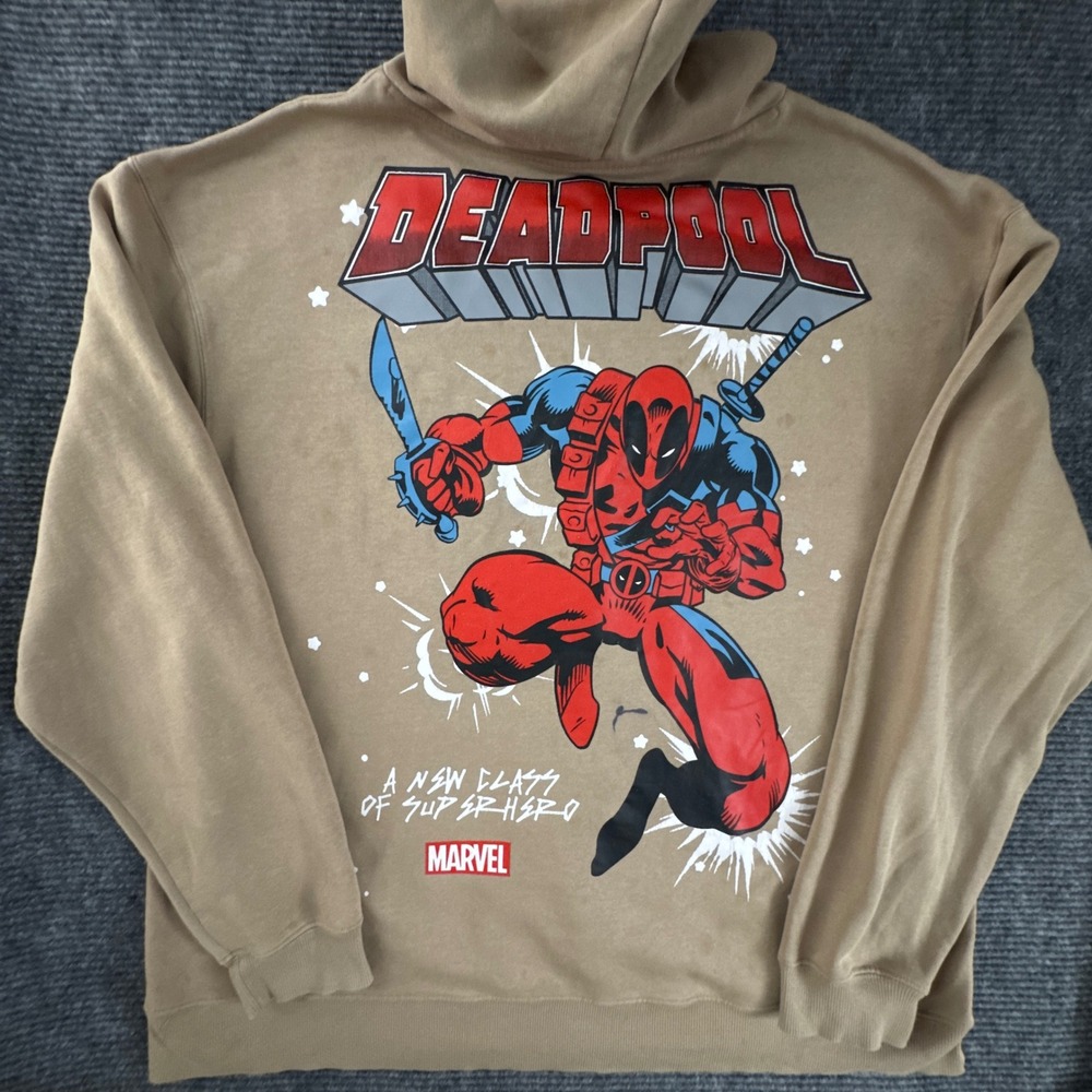 Marvel Deadpool Graphic Hoodie 3XL Tan Superhero Pullover